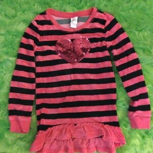 Circo Pink and Black Striped Valentines Day Heart Design For Girls Size 5/6